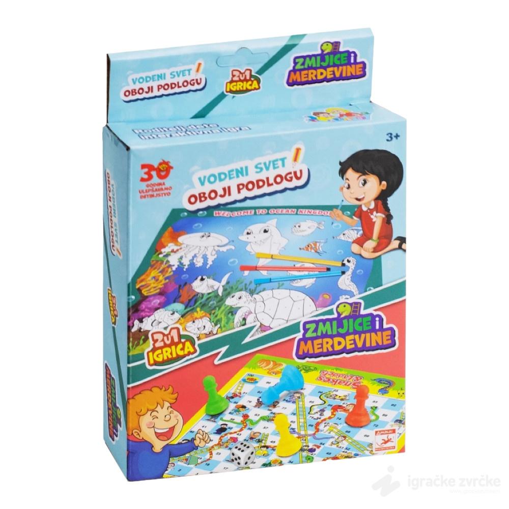 Društvena igra 2u1 - Zmijice i merdevine i Oboj podlogu