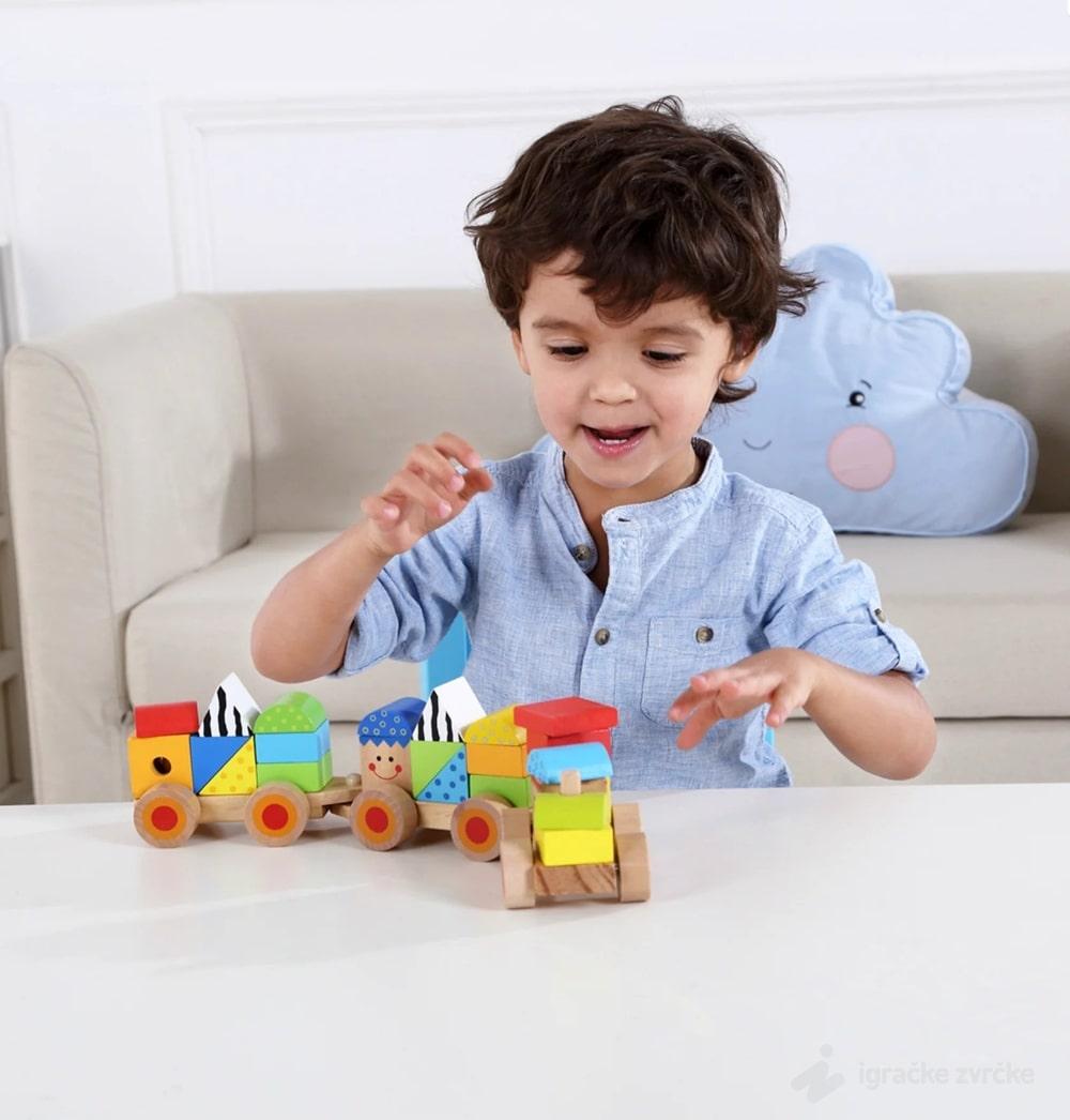 Tooky Toy Drveni voz sa kockama