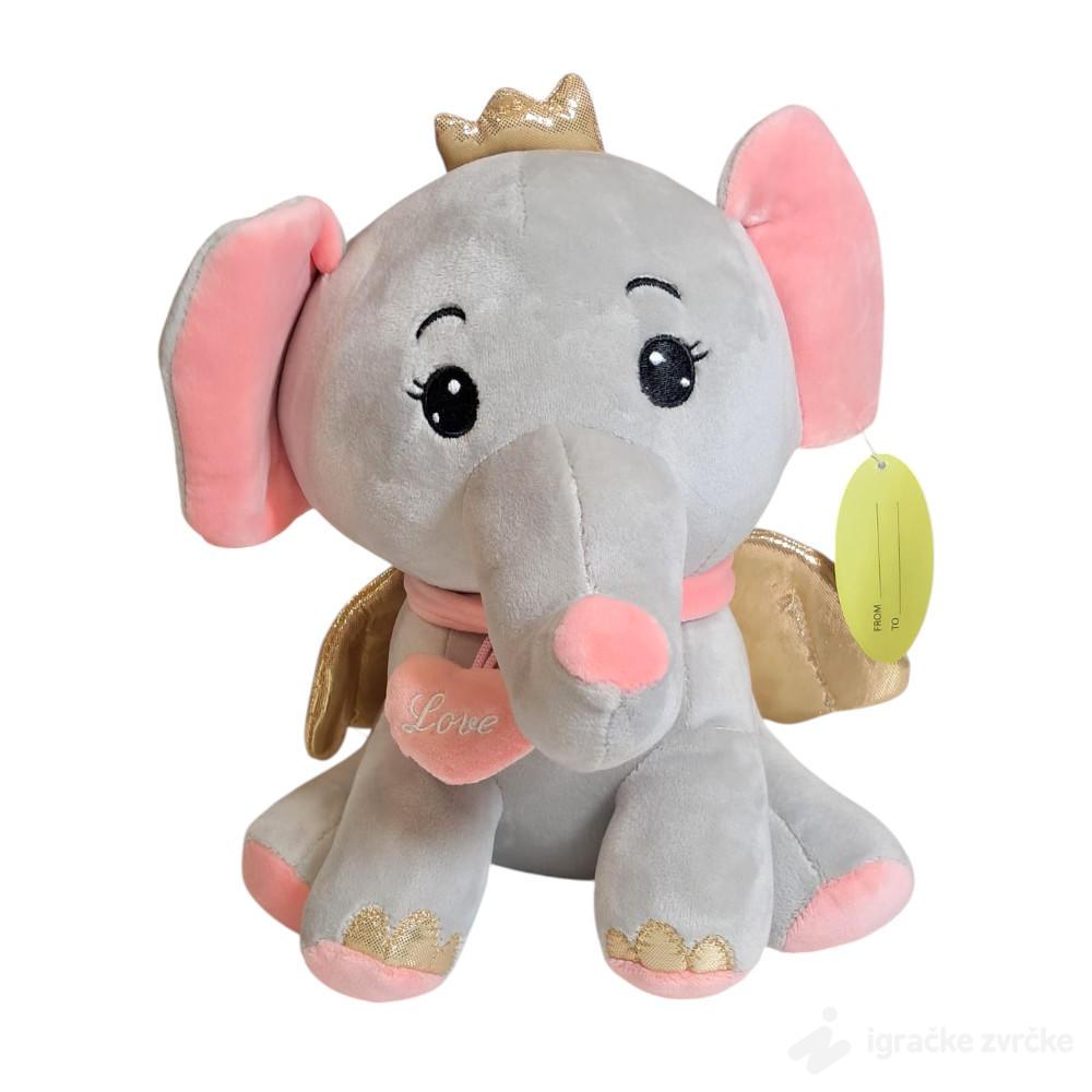 Plišani Slon sa krilima i krunom