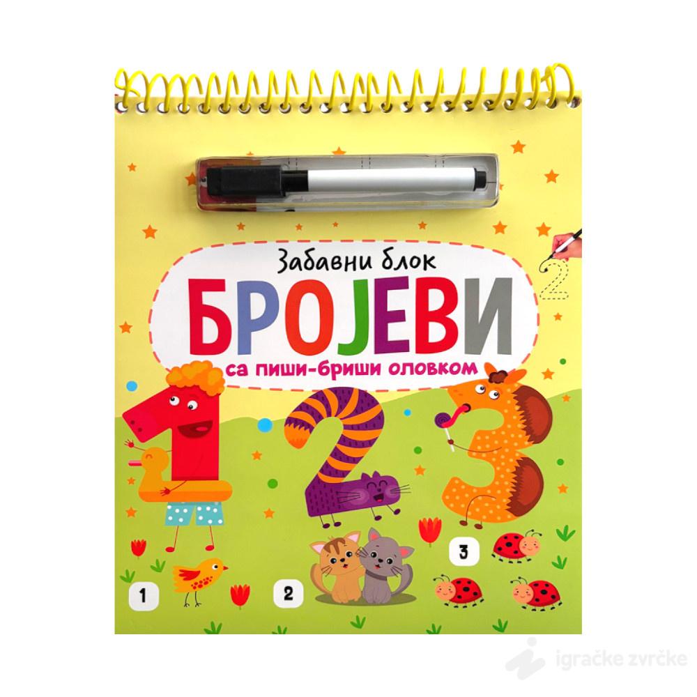 Zabavni blok sa piši-brisi olovkom BROJEVI