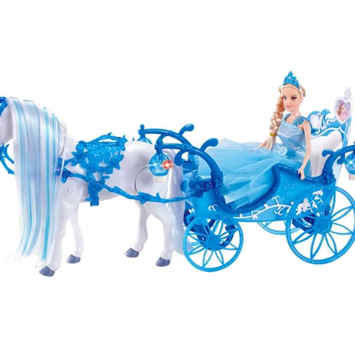 Velika Kočija sa konjem koji hoda i Barbikom!